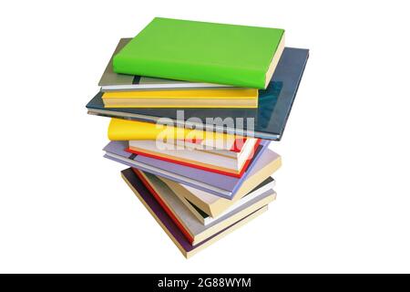 Stack of different books isolated on white background Stock Photo