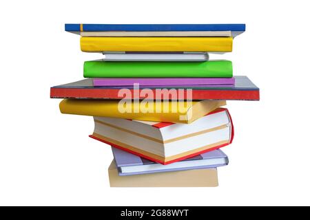 School concept. Stack of colorful  books isolated on white background Stock Photo