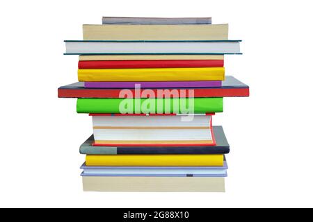 School concept. Stack of  different books. Isolated on white Stock Photo