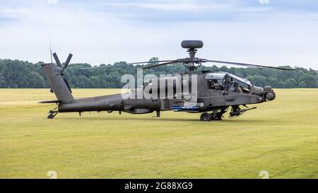 Old Warden, UK - 4th August 2019: A British Army Apache helicopter parked on airfield Stock Photo