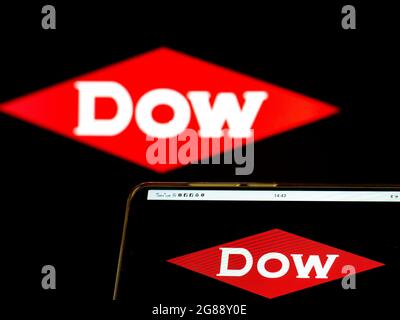 In this photo illustration The Dow Chemical Company logo seen displayed on a smartphone Stock Photo
