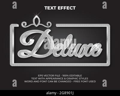 3d silver text effect style - Editable text effect. Stock Vector