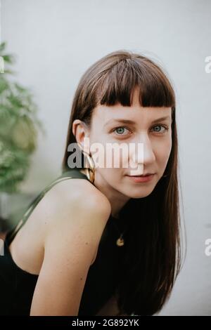 portrait of beautiful brunette woman Stock Photo
