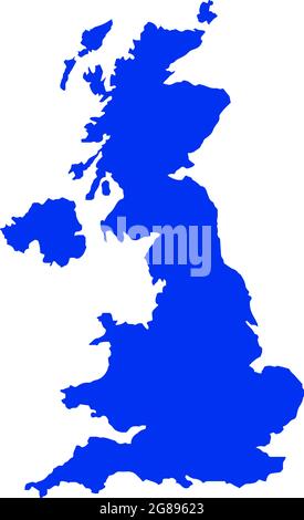 Blue colored United Kingdom outline map. Political uk map. Vector illustration map. Stock Vector