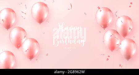 Elegant Golden Ballon Ribbon Happy Birthday Celebration Card Banner  Template Stock Vector by ©kusabi 483423920