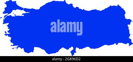 Blue colored Turkey outline map. Political turkish map. Vector illustration map. Stock Vector