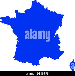 France MAP in Blue, Country Map, France, Border Map, Border line of ...