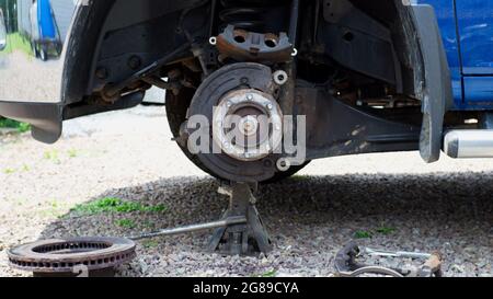 A Wheel Hub With the Brake Rotor Removed Stock Photo