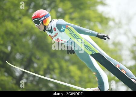 Wisla, Poland. 18th July, 2021. during the individual women's competition of the FIS Ski Jumping Summer Grand Prix in Wisla. Credit: SOPA Images Limited/Alamy Live News Stock Photo