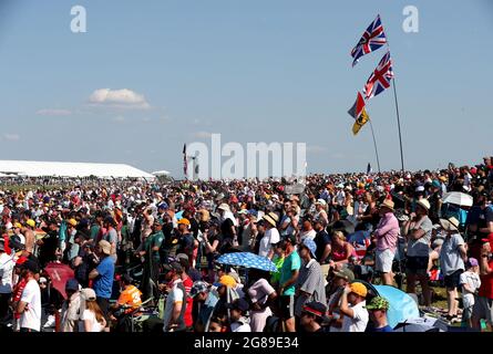 Spectators watch the action during the British Grand Prix at Silverstone, Towcester. Picture Date: Sunday July 18, 2021. Stock Photo