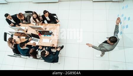 top view. young businessman standing in the middle of a spacious office Stock Photo