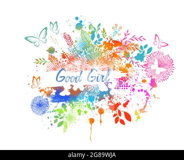 Multicolored floral abstraction background with blots. Vector illustration Stock Vector