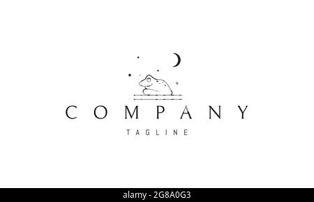 Vector logo on which an abstract image of a funny toad on a background of the night sky. Stock Vector