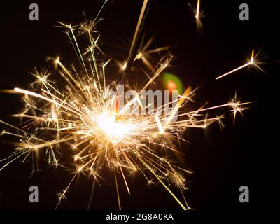Fire sparklers on black background Stock Photo