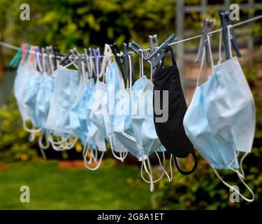 Face masks, a job done (for now). Stock Photo