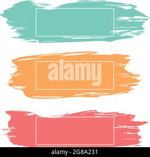 Three colored paint strokes with frame and place for text - Vector illustration Stock Vector
