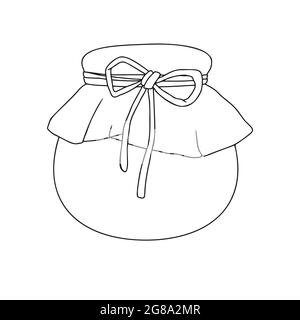 Jar sketch with honey, jam, preserves isolated on a white background. Vector illustration Stock Vector
