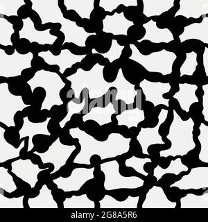 Vector seamless pattern. Monochrome organic shapes texture. Abstract  rounded messy lines stylish background. Stock Vector