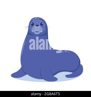 Seal animal cute cartoon character isolated on white background. Vector illustration Stock Vector