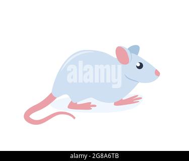 Cartoon cute mouse isolated on white background, vector illustration Stock Vector