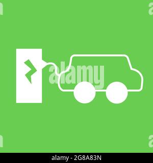 Illustration of charging electric vehicle in electric charging station or an icon of electric vehicle charging Stock Vector