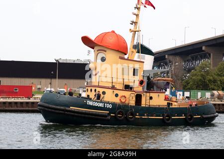 Theodore Too Tugboat arrives at Hamilton Harbour. Hamilton Ontario Canada. Stock Photo