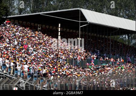 Spectators watch the action during the British Grand Prix at Silverstone, Towcester. Picture Date: Sunday July 18, 2021. Stock Photo