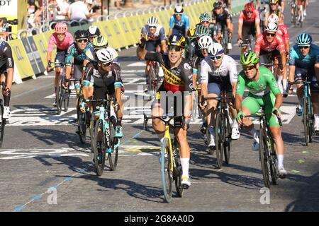 Wout van Aert win the final stage of the 108th edition of the Tour de France cycling race, 108km from Chatou to Paris, in France, Sunday 18 July 2021. Photo by Jerome Domine/ABACAPRESS.COM Stock Photo