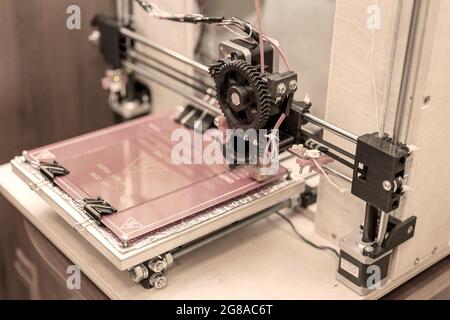 self made 3d modern electronic three dimensional printer Stock Photo