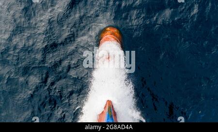 Bulbous bow. Fore part of ship. Top view. Stock Photo
