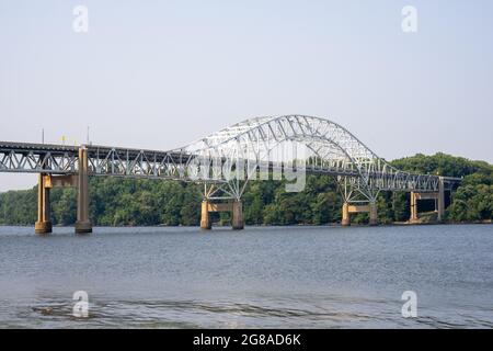 Thomas J. Hatem Memorial Bridge on US Route 40 spanning the Susquehanna River between Havre de Grace and Perryville in Maryland was opened in 1940 Stock Photo