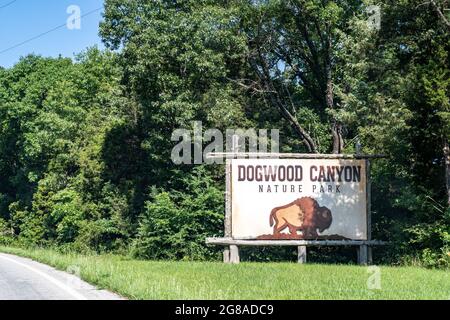 Lampe, MO - June 11, 2021: Dogwood Canyon Nature Park is a 10,000 acre area of conserved land and wildlife founded by Johnny Morris, founder and CEO o Stock Photo