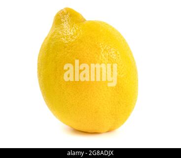 Whole ripe lemon, clipping path isolated on white background. Stock Photo