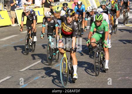 Wout van Aert win the final stage of the 108th edition of the Tour de France cycling race, 108km from Chatou to Paris, in France, Sunday 18 July 2021. Photo by Jerome Domine/ABACAPRESS.COM Stock Photo