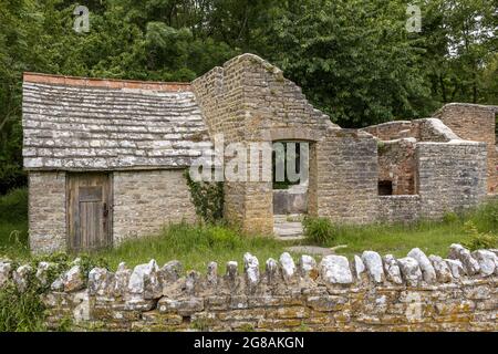 House, Tyneham Village, Dorset, UK; Evacuated in Dec 1943 during WWII & deserted since. Stock Photo