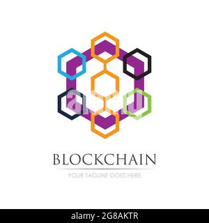 Block Chain Logo Technology Icon. Digital Vector Modern Symbol. Company Logo Design Inspiration. Stock Vector