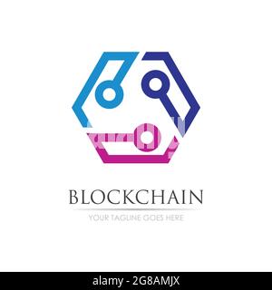 Block Chain Logo Technology Icon. Digital Vector Modern Symbol. Company Logo Design Inspiration. Stock Vector