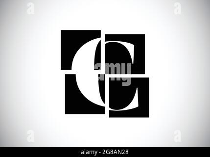 Initial C monogram letter alphabet made of four squares. Font emblem. Broken, puzzle alphabet sign. Modern vector logo design for business Stock Vector