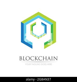 Block Chain Logo Technology Icon. Digital Vector Modern Symbol. Company Logo Design Inspiration. Stock Vector