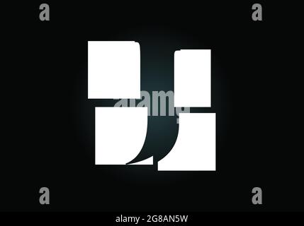 Initial J monogram letter alphabet made of four squares. Font emblem. Broken, puzzle alphabet sign. Modern vector logo design for business Stock Vector