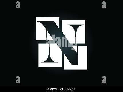 Initial N monogram letter alphabet made of four squares. Font emblem. Broken, puzzle alphabet sign. Modern vector logo design for business Stock Vector