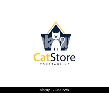 CatStore brand for cats store and pets logo , can be used for cat and all similar domestic cat shopping store , full layered vector and easy to edit a Stock Vector