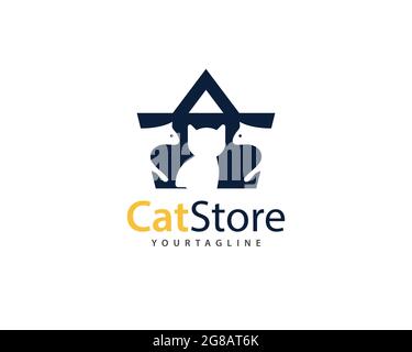 CatStore brand for cats store and pets logo , can be used for cat and all similar domestic cat shopping store , full layered vector and easy to edit a Stock Vector