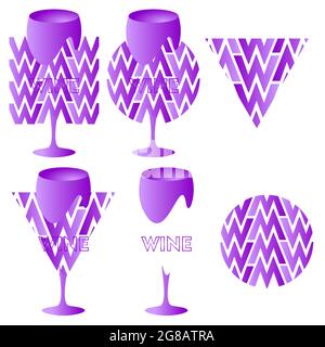 abstract logo of wine from glass elements, lettering and letters 1 Stock Vector