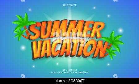 summer text effect 100% editable eps file Stock Vector