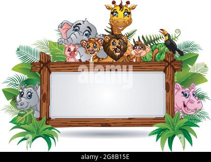 Animals with a blank sign wood Stock Vector Image & Art - Alamy