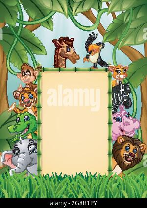 Animals with a blank sign bamboo Stock Vector Image & Art - Alamy