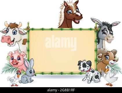 Farm animals with a blank sign bamboo Stock Vector Image & Art - Alamy