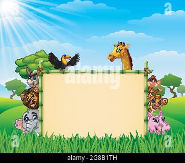 Animals with a blank sign bamboo Stock Vector Image & Art - Alamy