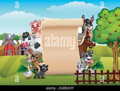 Farm animals with a blank sign bamboo Stock Vector Image & Art - Alamy